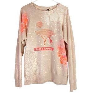Upcycled Floral Sweatshirt Womens Size Medium Pullover Party Animal Hand Dyed